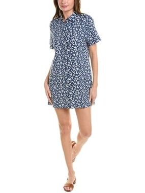 Onia Poplin Home Caftan in Blue size Medium 100% linen